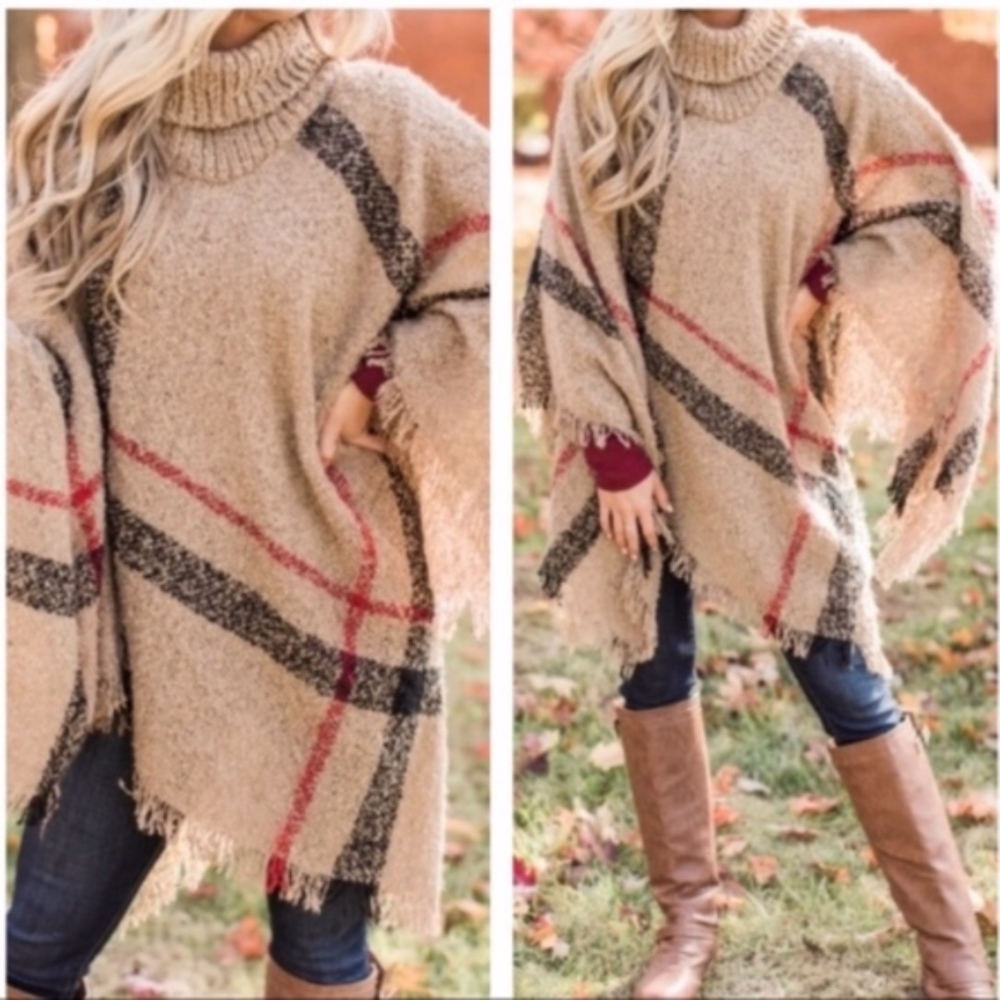 MARI Plaid Autumn Feels Poncho   - Picture 7 of 8